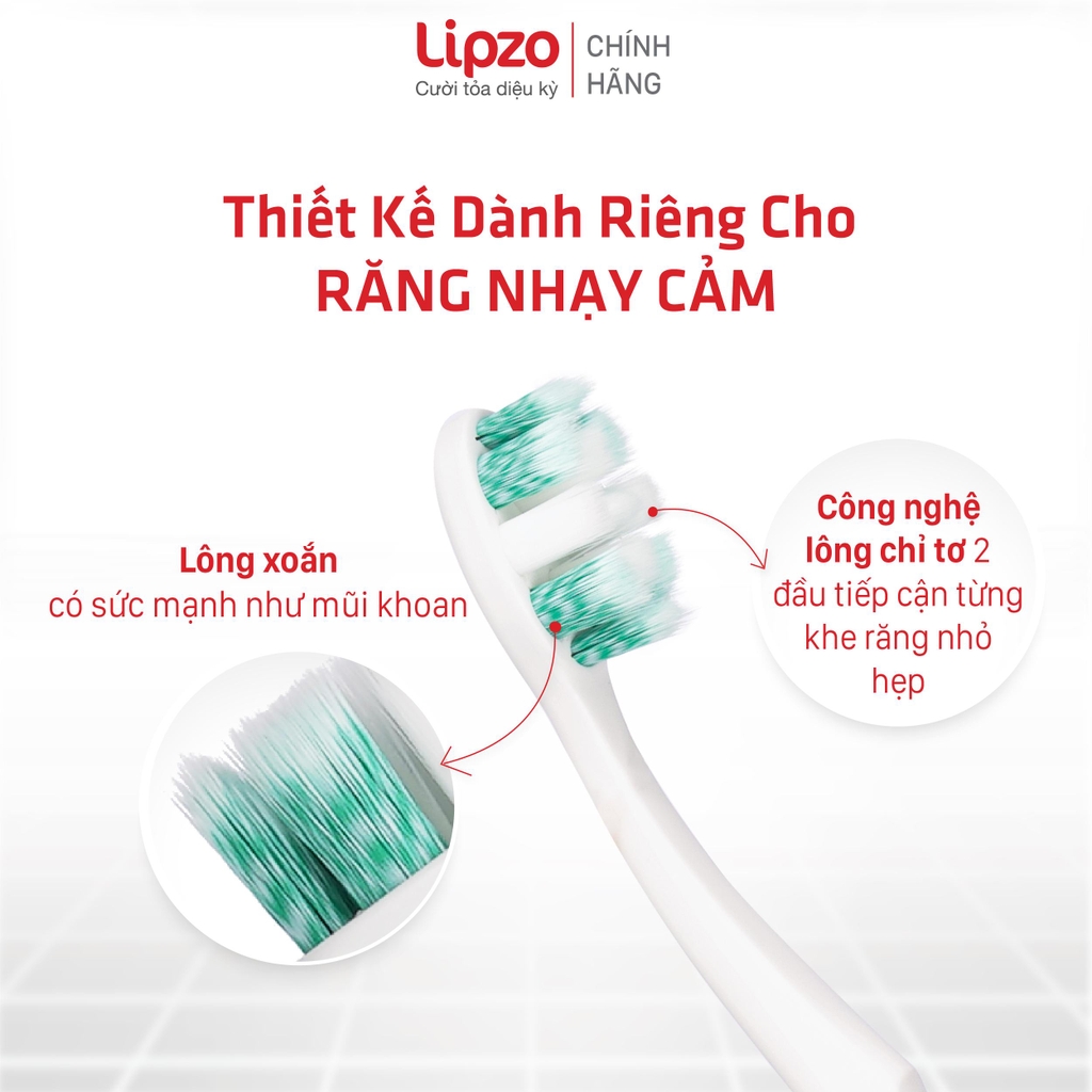 [Combo 3] Bàn Chải Lipzo Sensitive Chỉ Tơ Nha Khoa Kháng Khuẩn Cho Răng Nhạy Cảm, Siêu Mềm Dịu