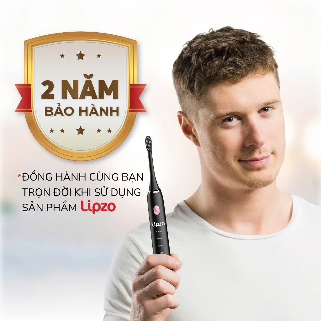 Bàn chải điện thông minh Lipzo sóng âm 5 chế độ chải, bảo hành lên đến 2 năm