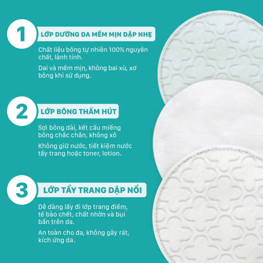 Bông Tẩy Trang Tròn Niva CT4 Cao Cấp 180 Miếng Bông Tự Nhiên Mềm Mại Tẩy Trang Dưỡng Da 2 Trong 1