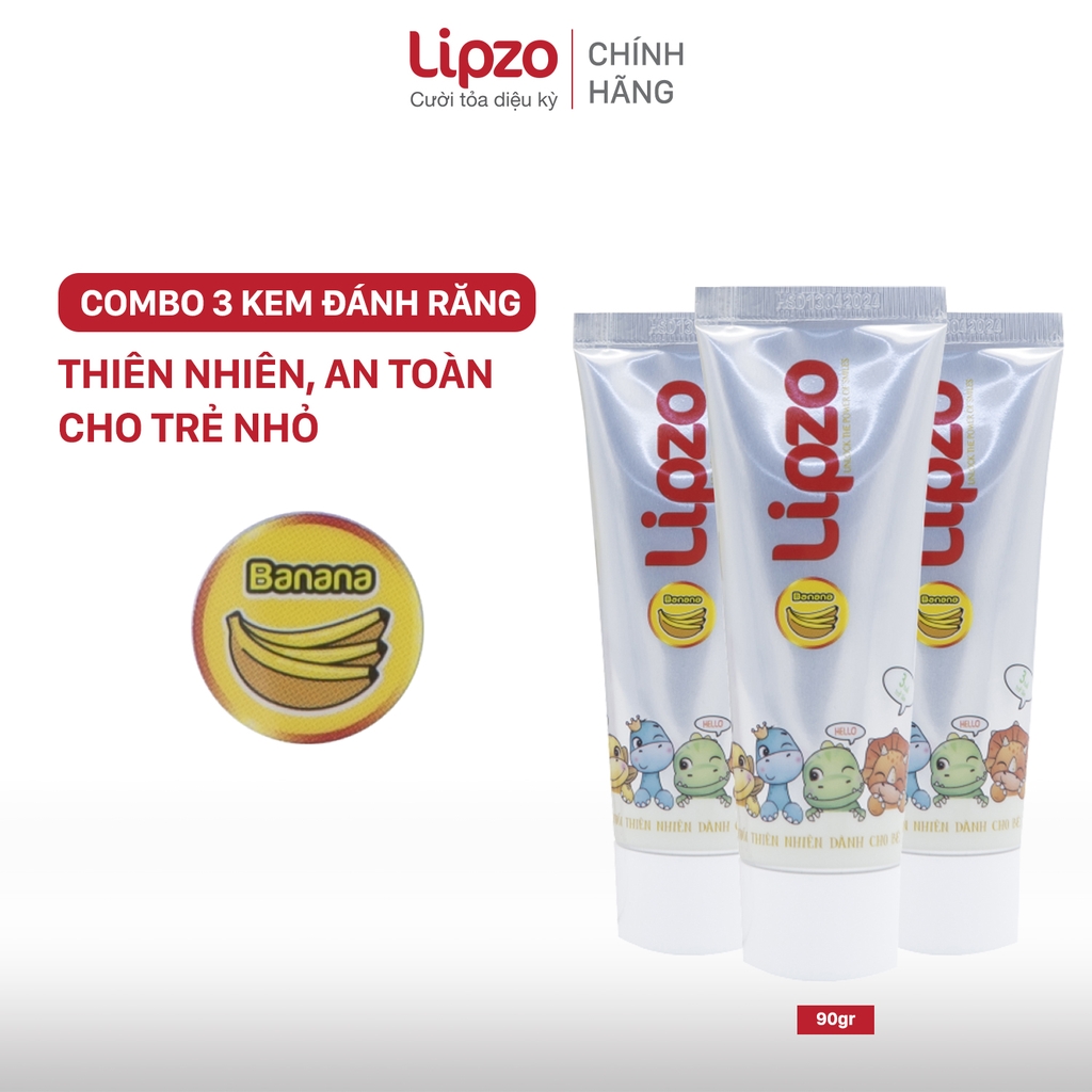 [Mua 3 Tặng 3] Kem Đánh Răng Trẻ Em Lipzo Vị Chuối Bảo Vệ Răng Sữa 75g Hữu Cơ Ngọt Thơm An Toàn Nuốt Được Dành Cho Trẻ Em Từ 3-10 Tuổi