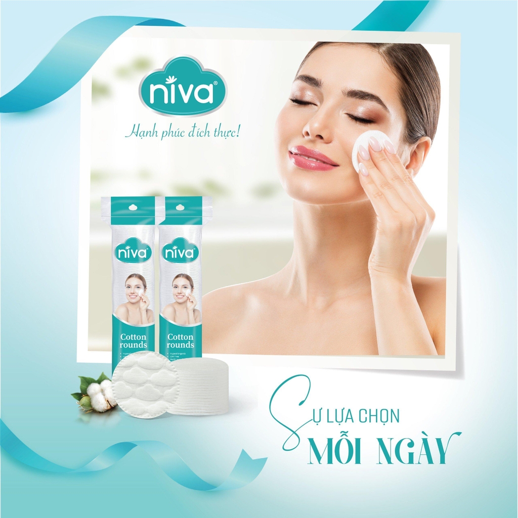 [BEST SALE] Bông Tẩy Trang NIVA Tròn Cz2 Túi 100 Miếng Cao Cấp Bông Tự Nhiên 100% Mềm Mại An Toàn Cho Da Nhạy Cảm
