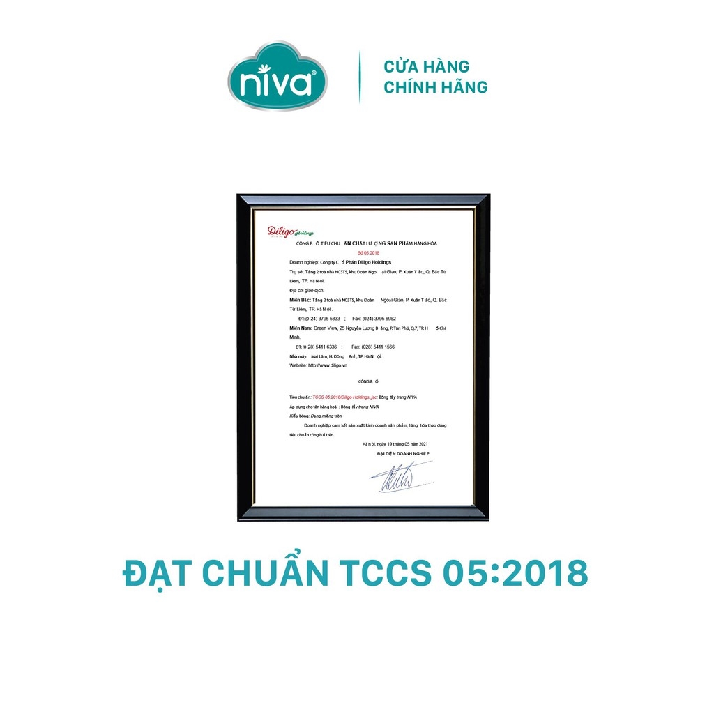 Bông Tẩy Trang Vuông Niva CP1 Cao Cấp Bông Tự Nhiên, Công Nghệ Kháng Khuẩn An Toàn Cho Da Dầu Mụn Nhạy Cảm