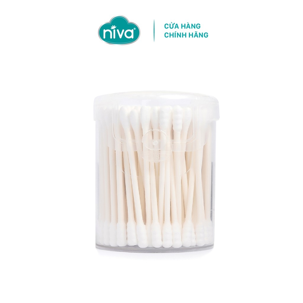 Tăm Bông Niva Hũ Xoay 200 Que Thân Giấy AJ2 Đa Năng Chuyên Dùng Ngoáy Tai, Vệ Sinh, Trang Điểm, Thân Thiện Môi Trường
