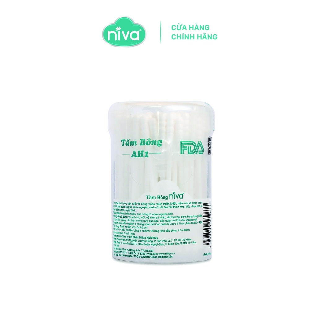 Combo 3 Tăm Bông Niva Hũ Xoay 100 Que Thân Nhựa AH1 Đa Năng Chuyên Dùng Ngoáy Tai, Vệ Sinh, Trang Điểm