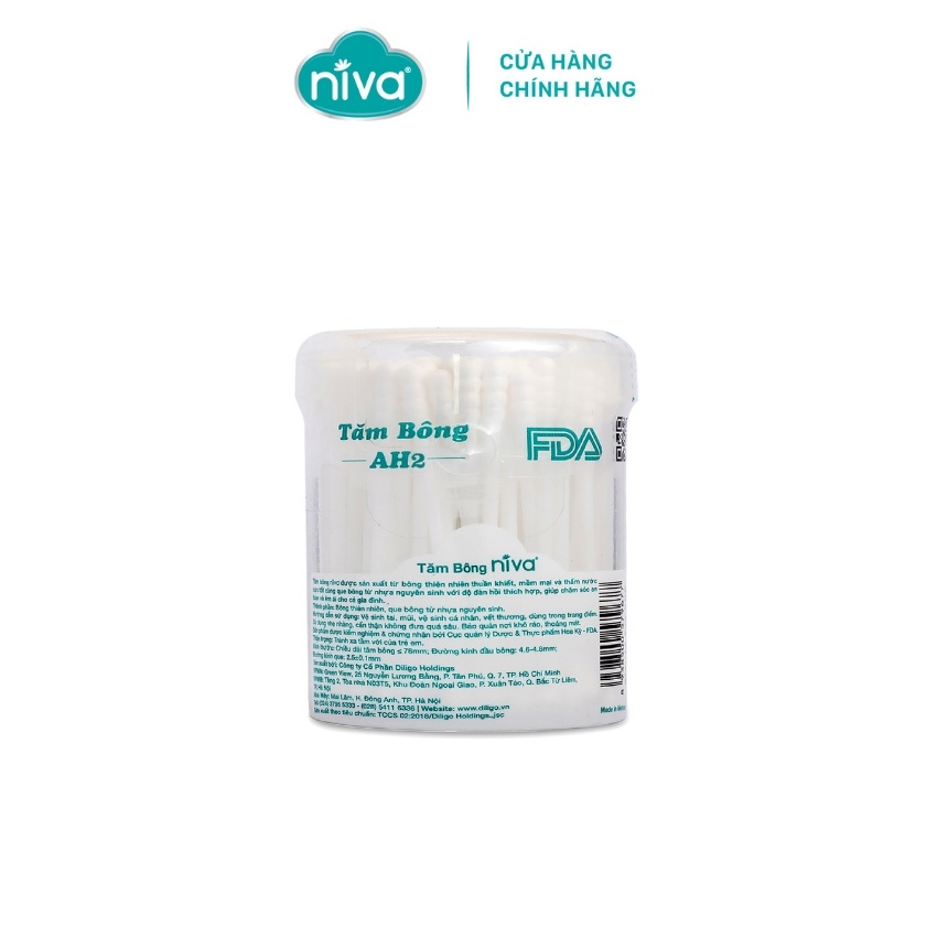 Combo 3 Tăm Bông Niva Hũ Xoay 200 Que Thân Nhựa AH2 Đa Năng Chuyên Dùng Ngoáy Tai, Vệ Sinh, Trang Điểm