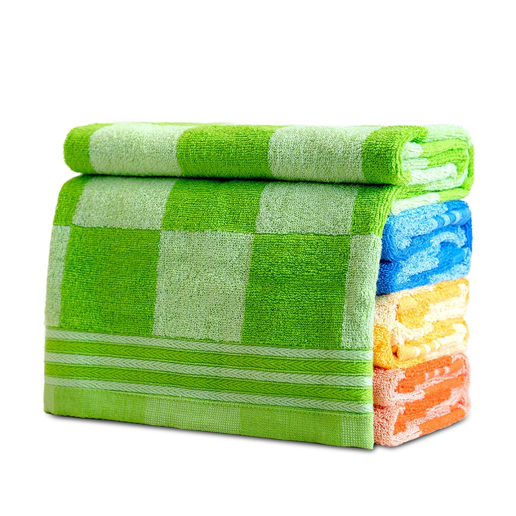 Combo 2 Khăn Tắm Cotton Tự Nhiên 100%  Xuất Nhật Niva BJ1 Mềm Mịn Thấm Hút, An Toàn, Hoa Văn Kích Thước 500x1000 mm