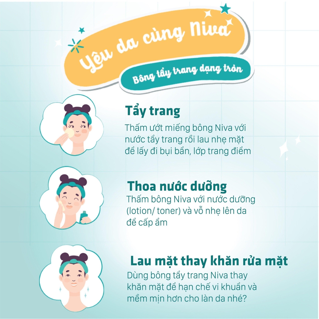Bông Tẩy Trang NIVA Tròn CZ2 – Gói 130 Miếng, 100% Bông Tự Nhiên, Mềm Mại Cho Da Nhạy Cảm