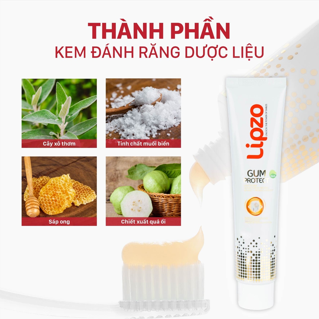 [1 TẶNG 1] Kem Đánh Răng Lipzo Dược Liệu 185g Tặng Kèm Bàn Chải Lipzo Maxcare X