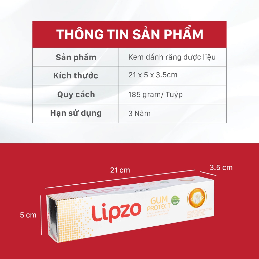 [1 TẶNG 1] Kem Đánh Răng Lipzo Dược Liệu 185g Tặng Kèm Bàn Chải Lipzo Maxcare X