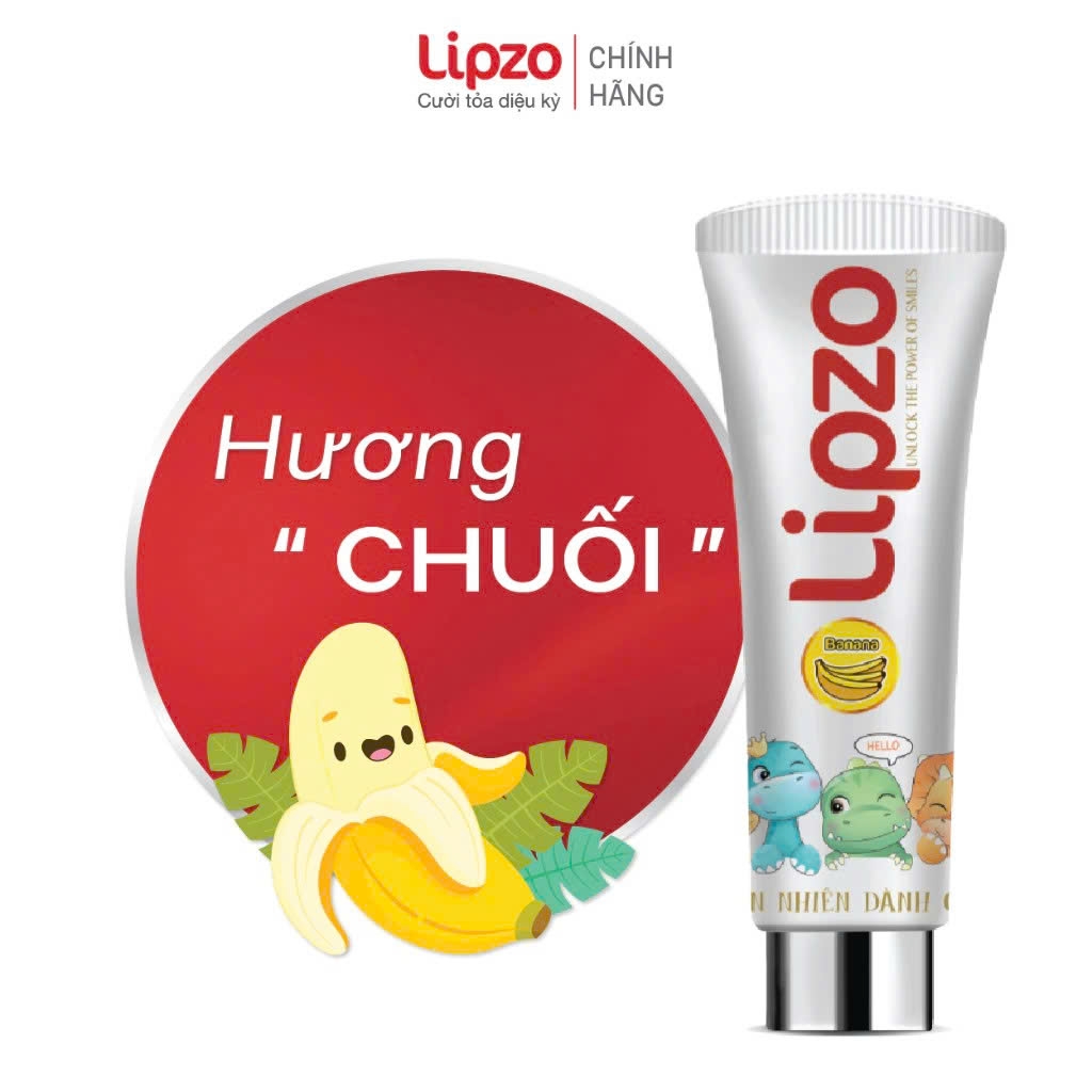 [Mua 3 Tặng 3] Kem Đánh Răng Trẻ Em Lipzo Vị Chuối Bảo Vệ Răng Sữa 75g Hữu Cơ Ngọt Thơm An Toàn Nuốt Được Dành Cho Trẻ Em Từ 3-10 Tuổi
