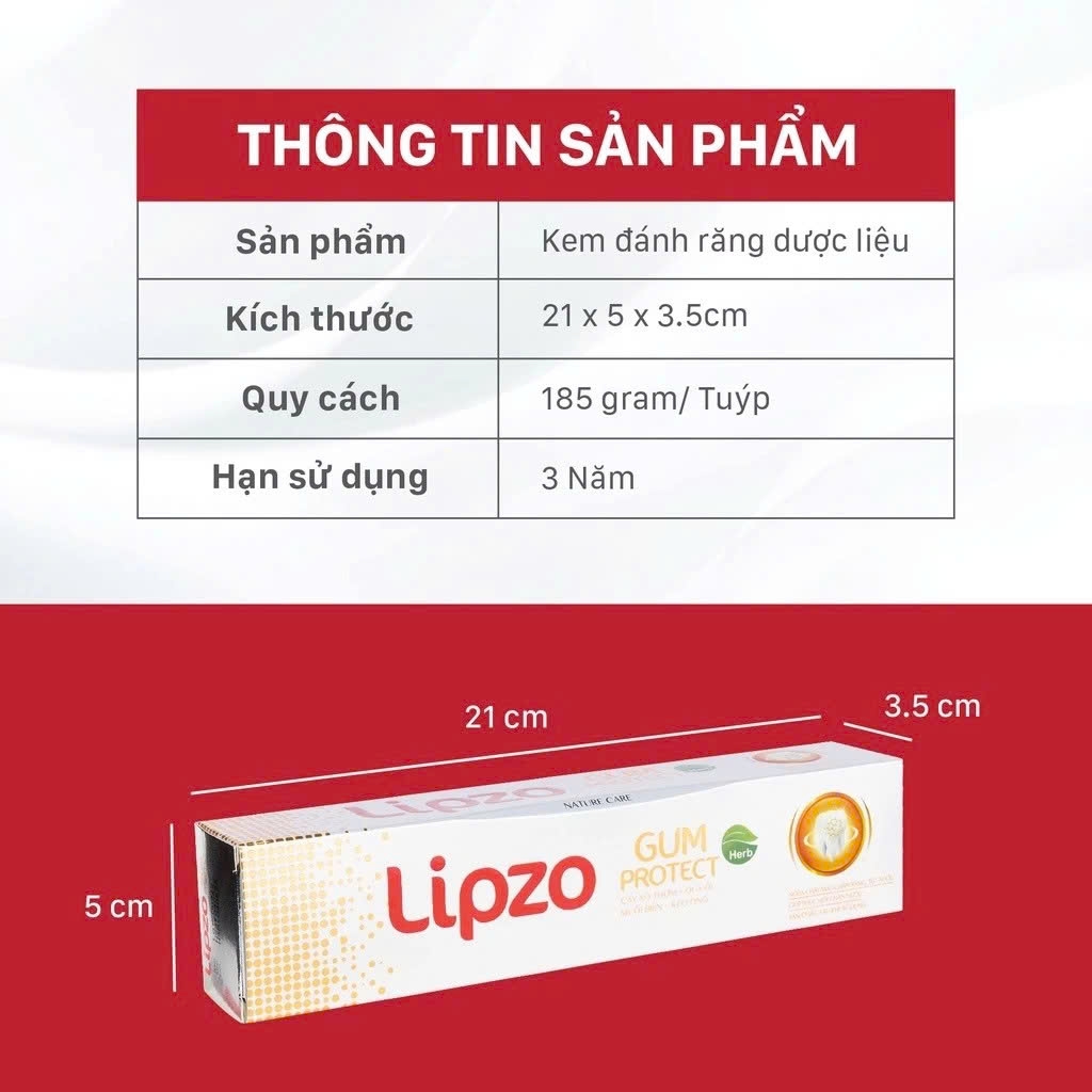 [Mua 1 Tặng 1] Kem Đánh Răng Lipzo Gum Protect 95g Ngừa Tụt Nướu, Chảy Máu Chân Răng, Bảo Vệ Nướu, Răng Chắc Khoẻ