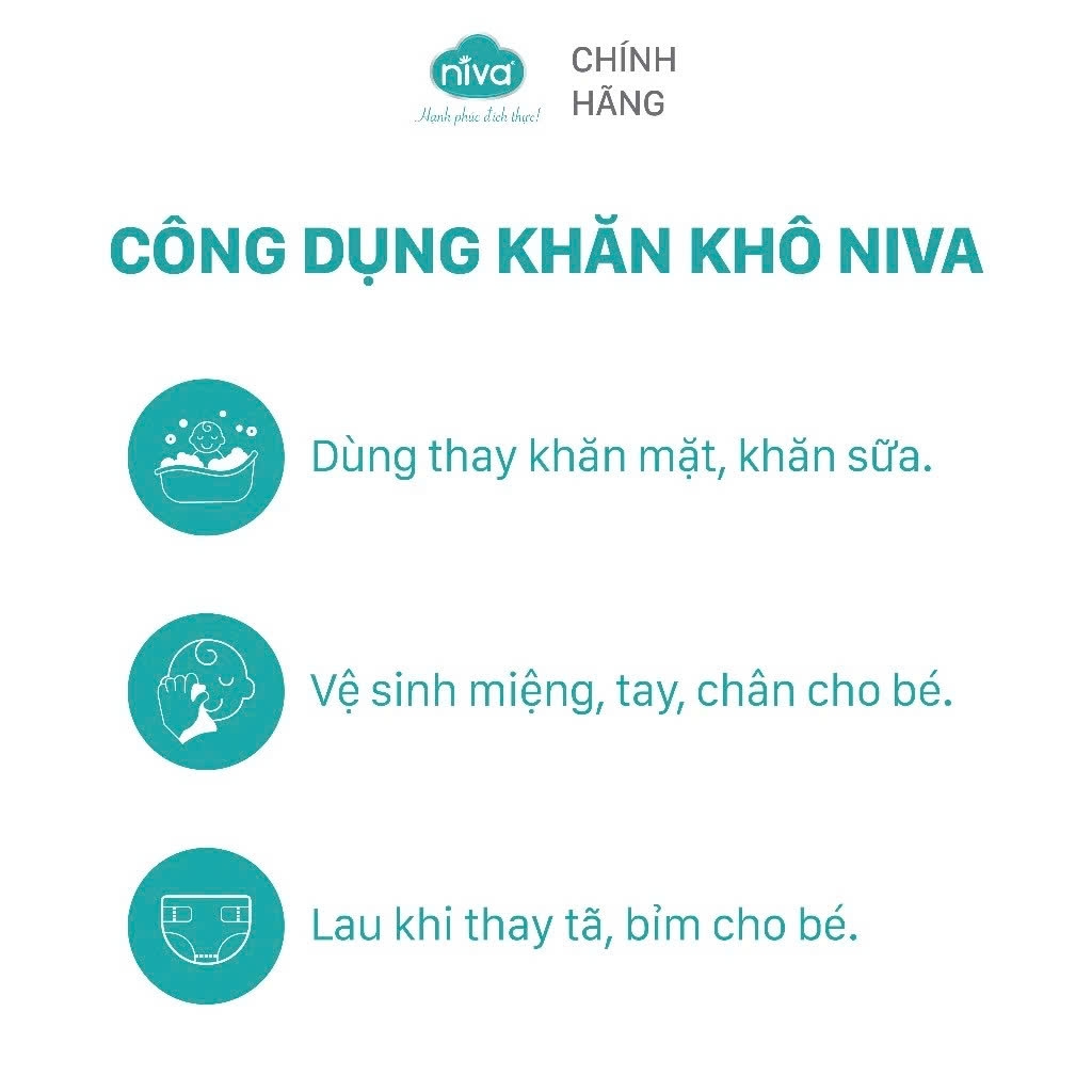 Khăn Vải Khô Cotton Đa Năng Niva Hộp 100 Tờ Tiện Dụng, Chất Liệu Cotton Tự Nhiên An Toàn Cho Bé