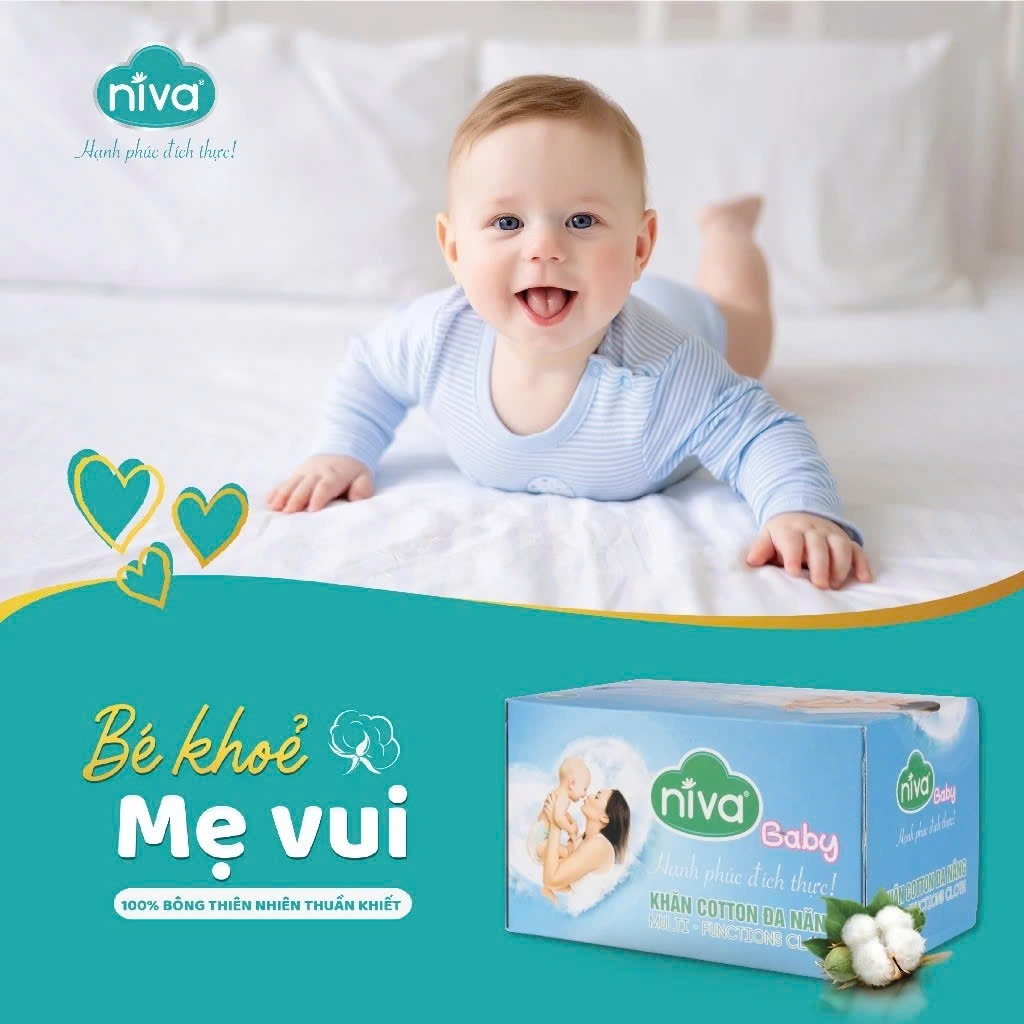 Khăn Vải Khô Cotton Đa Năng Niva Hộp 100 Tờ Tiện Dụng, Chất Liệu Cotton Tự Nhiên An Toàn Cho Bé
