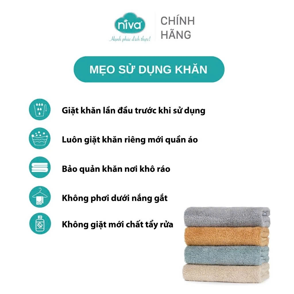 Khăn Mặt Bông Nở Niva FP1 100% Cotton Mềm Mịn Kích Thước 28x48 cm