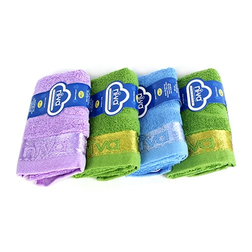 Combo 3 Khăn Mặt 100% Cotton Tự Nhiên Niva WJ1 Mềm Mịn Thấm Nước An Toàn Cho Da Họa Tiết Trơn Kích Thước 28x48 cm