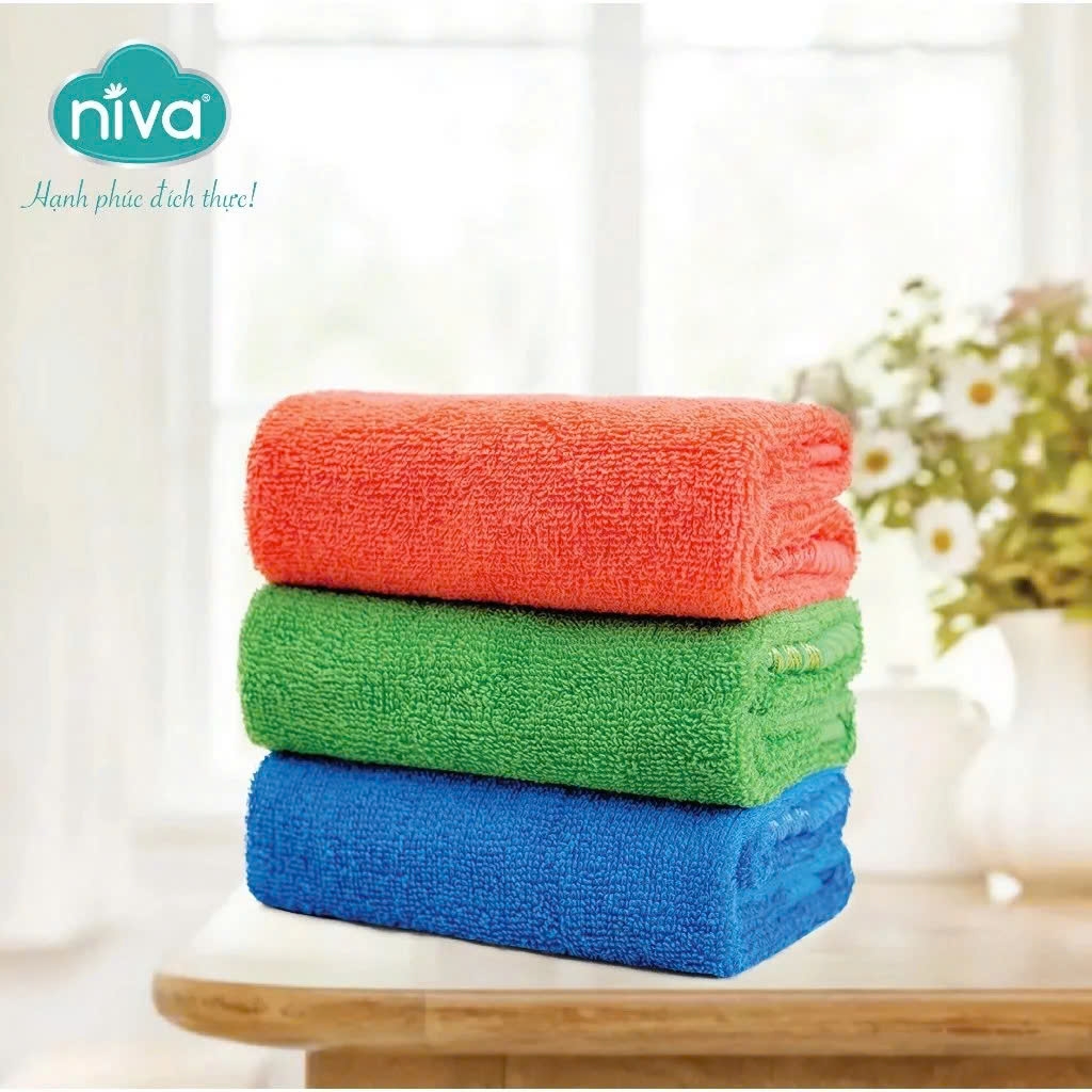 Khăn Mặt Cotton Tự Nhiên 100% Niva WS1 Mềm Mịn Thấm Hút Tốt, An Toàn Cho Da, Hoa Văn Kích Thước 280x460 mm