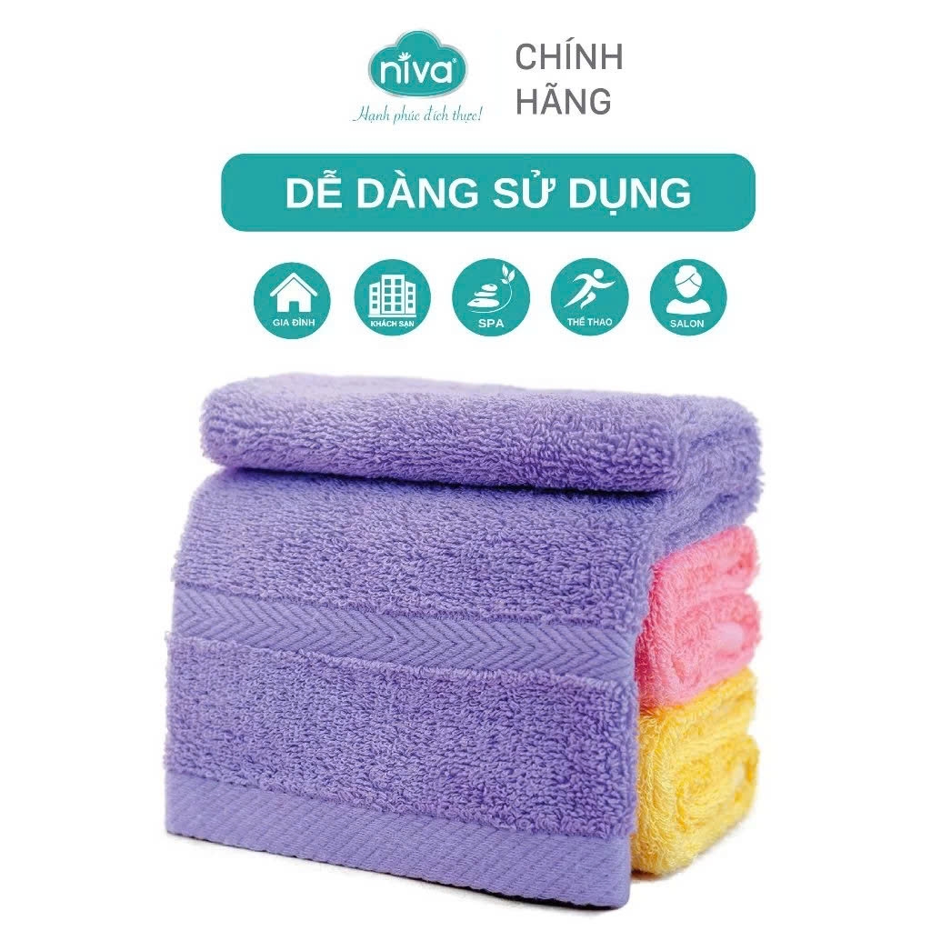 [Combo 5] Khăn Mặt Cotton Tự Nhiên 100% Niva WS4 Mềm Mịn Thấm Hút Tốt, An Toàn Cho Da, Trơn Kích Thước 280x480 mm