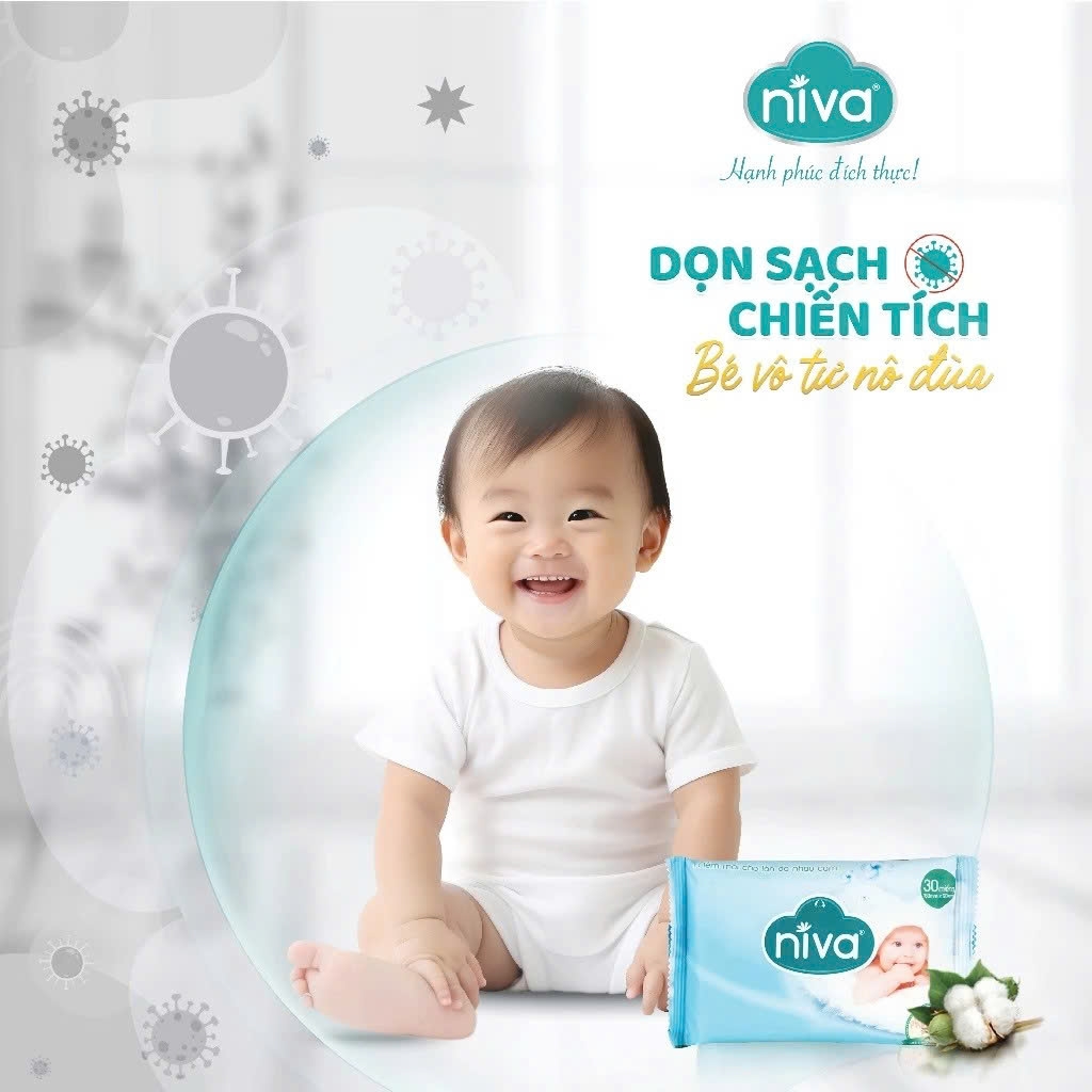 Khăn Ướt Đa Năng Không Mùi NIVA Gói 30 Tờ Tiện Dụng, Diệt Khuẩn, An Toàn Cho Trẻ Sơ Sinh