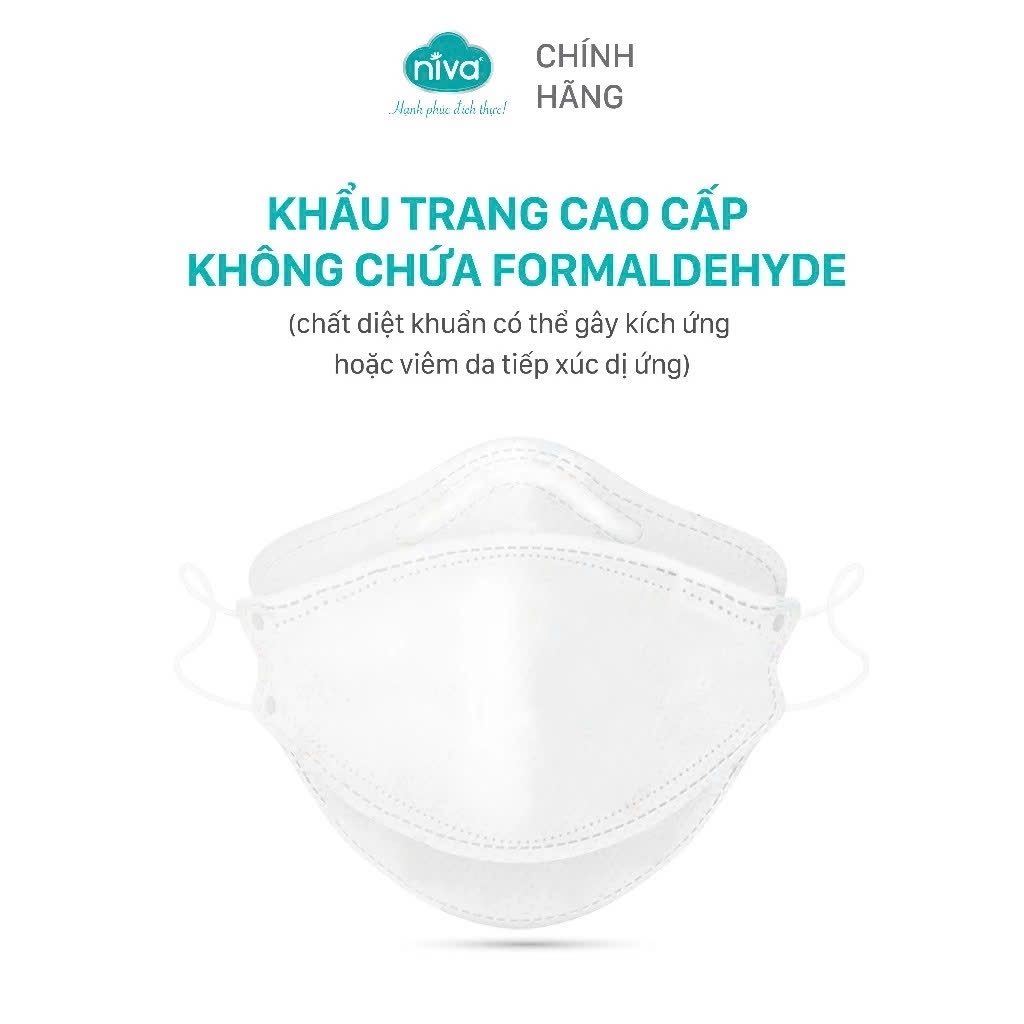 Khẩu Trang Niva 4D Mask KF94 Trẻ Em 25 Chiếc Ngăn Bụi Mịn, Kháng Khuẩn, Không Kích Ứng Da, Hàng Chính Hãng
