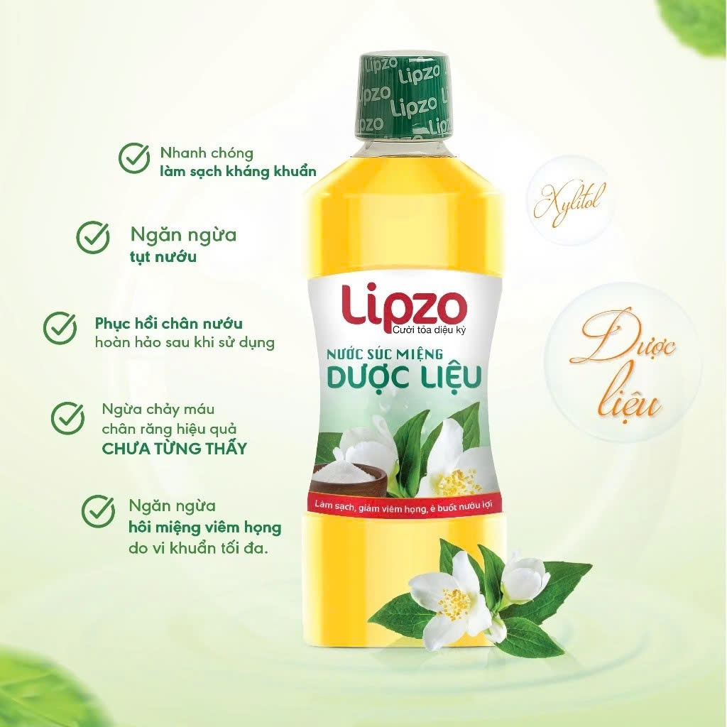 Nước Súc Miệng Lipzo Dược Liệu 250ml – Kháng Khuẩn, Phục Hồi Chân Nướu, Giảm Viêm