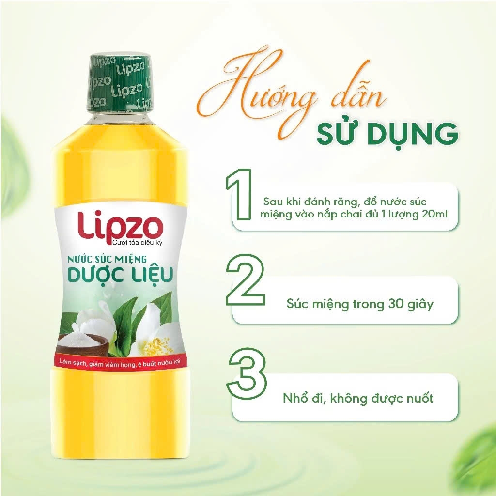 Nước Súc Miệng Lipzo Dược Liệu 250ml – Kháng Khuẩn, Phục Hồi Chân Nướu, Giảm Viêm