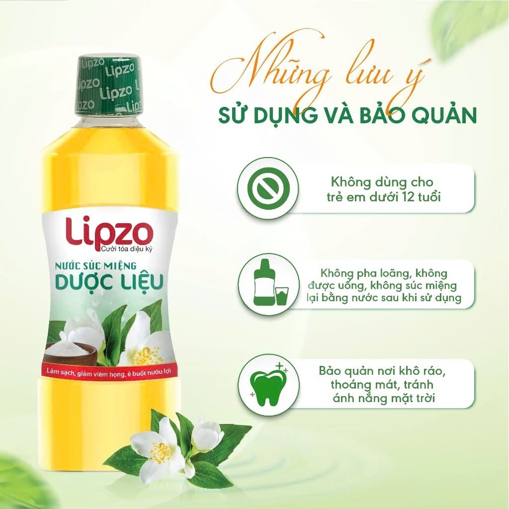 Nước Súc Miệng Lipzo Dược Liệu 250ml – Kháng Khuẩn, Phục Hồi Chân Nướu, Giảm Viêm
