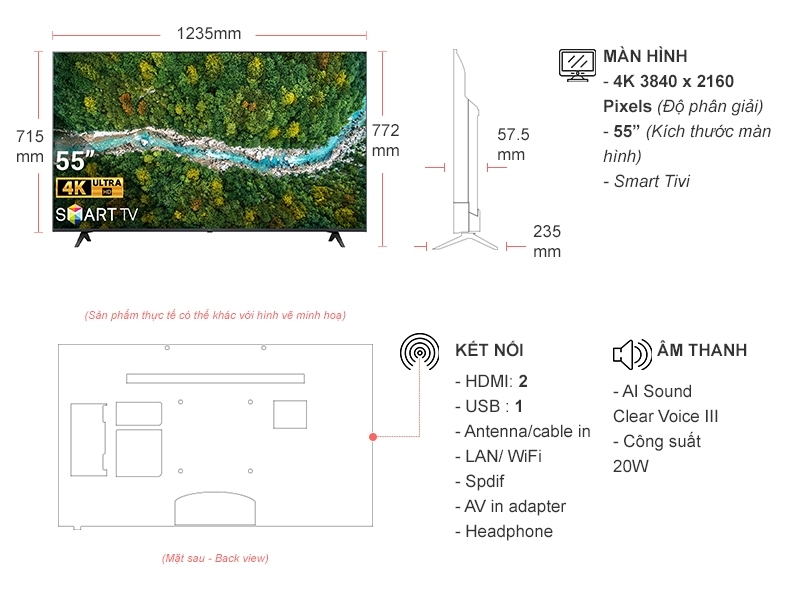 Smart Tivi LG 4K 55 inch 55UP7720PTC (55