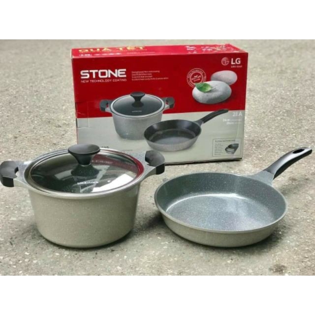 LCA6202S2 - Bộ Nồi chảo chính hãng Lock&Lock Stone 2EA