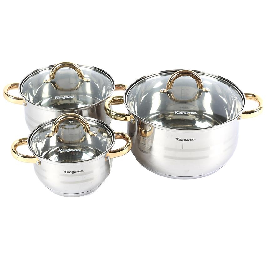 Bộ nồi Inox 3 chiếc 5 lớp cao cấp Kangaroo KG865