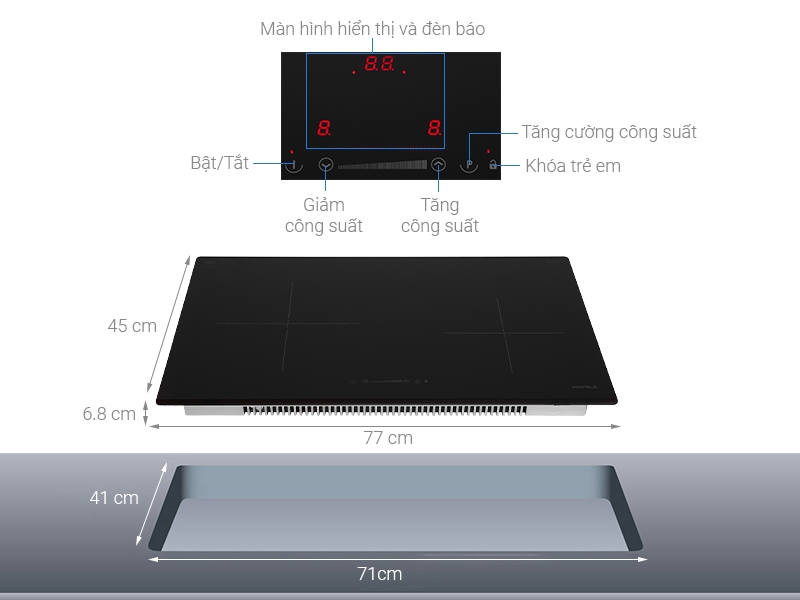 Bếp từ Hafele 2 vùng nấu HC-I772D 536.61.645