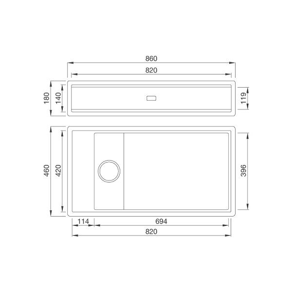 Chậu rửa chén đá màu đen Malloca MYST K86S-MYST K86L