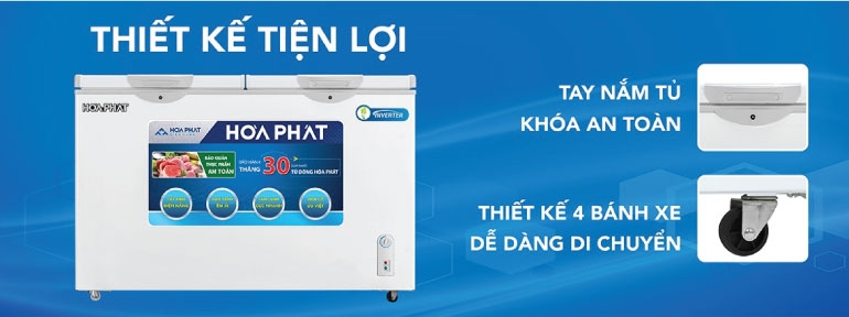 Tủ đông Hòa Phát Inverter 2 ngăn 2 cánh HCFI 606S2Đ2 245 lít