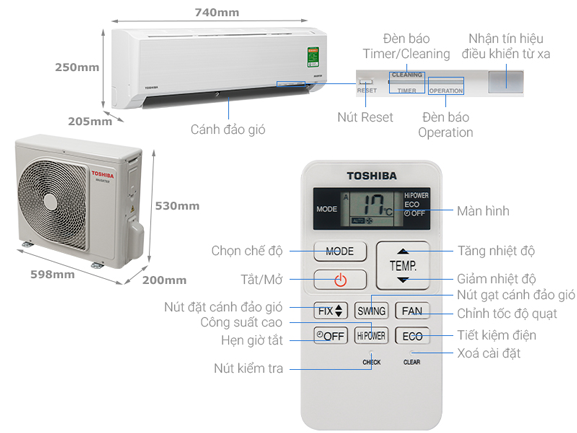 Điều hoà Toshiba Inverter 1 HP 9000BTU RAS-H10D2KCVG-V