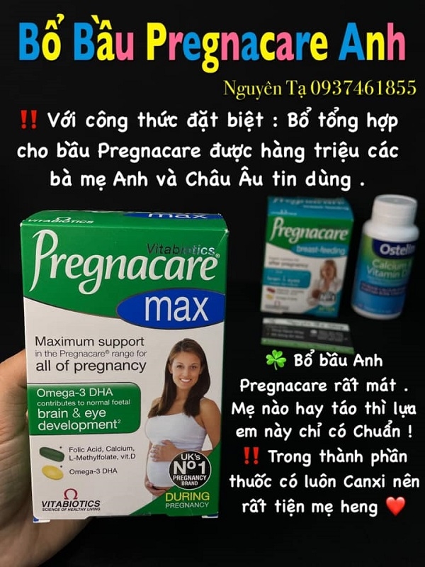 Bổ bầu Pregnacare max 84 viên của Anh