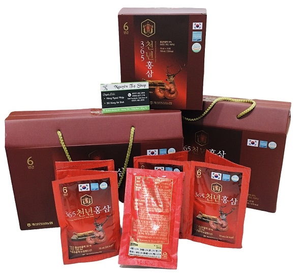 Nước Hồng Sâm Nhung Hươu Linh Chi 365 Hộp 20 Gói x 70ml