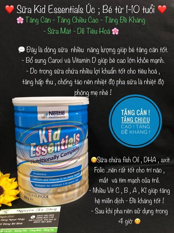Sữa Kid Essentials 1-10  tuổi 850g của Úc