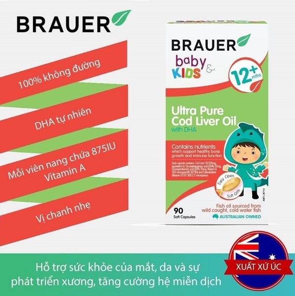 Ultra Pure Cod Liver Oil with DHA Brauer 12m+ Úc