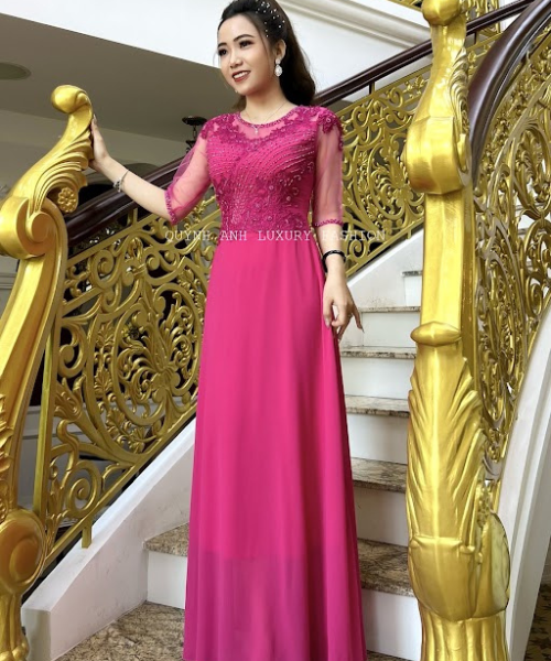 Váy Dạ Hội Áo Dài Cam Đào Trung Niên Sang Trọng Florence Dress