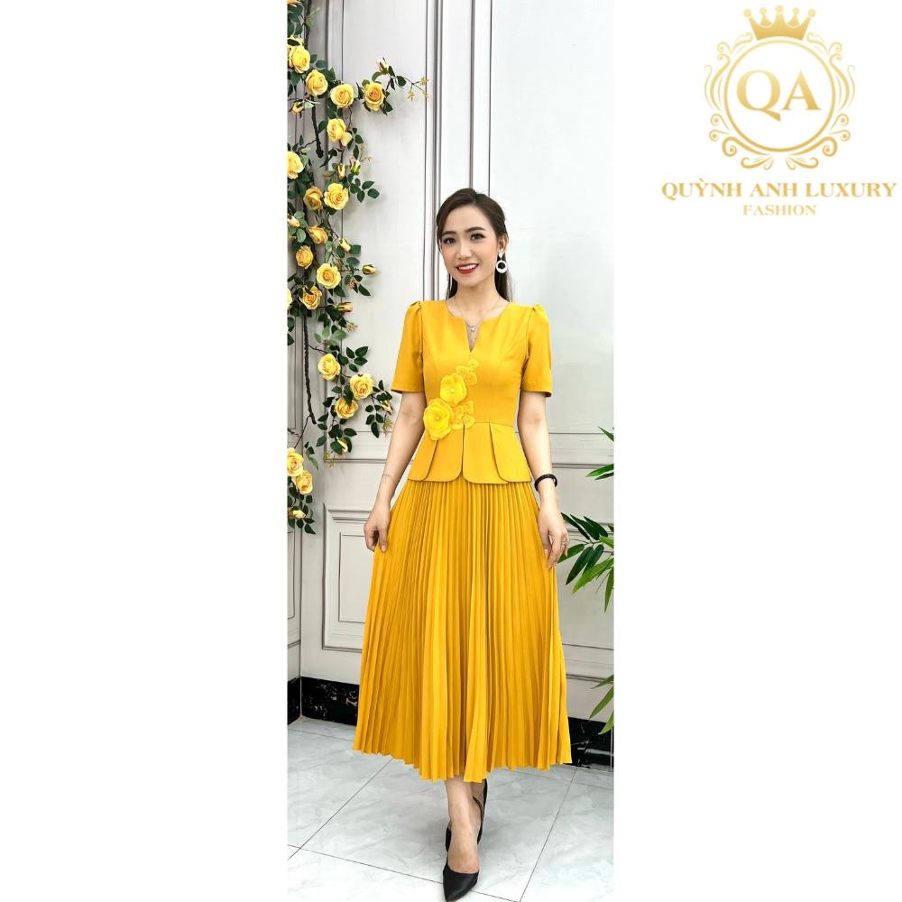 Váy Dự Tiệc Xanh Bơ Duyên Dáng Thiết Kế Cao Cấp V2981  Xuân Quỳnh Luxury