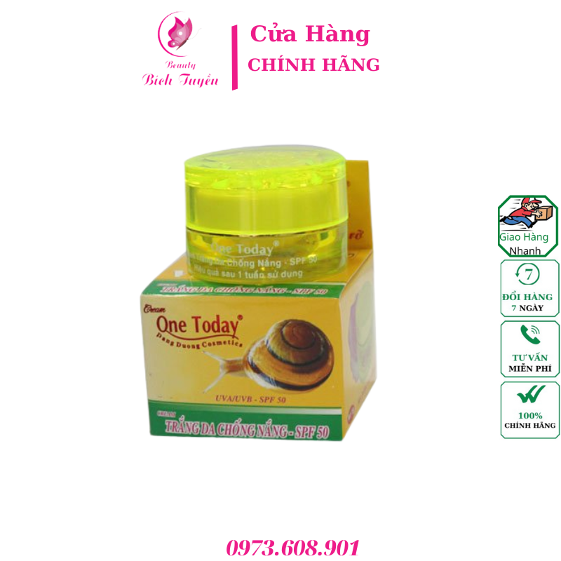 KEM TRẮNG DA, CHỐNG NẮNG SPF50  ONE TODAY 9g