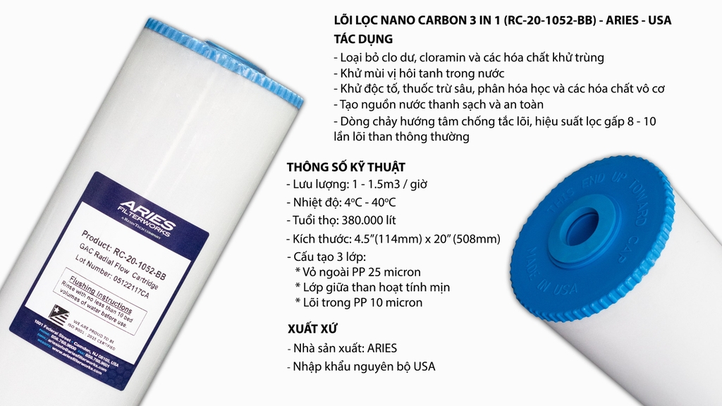 Bộ lọc tổng Mỹ USTOPWATER, Model: Clo-Plus-US