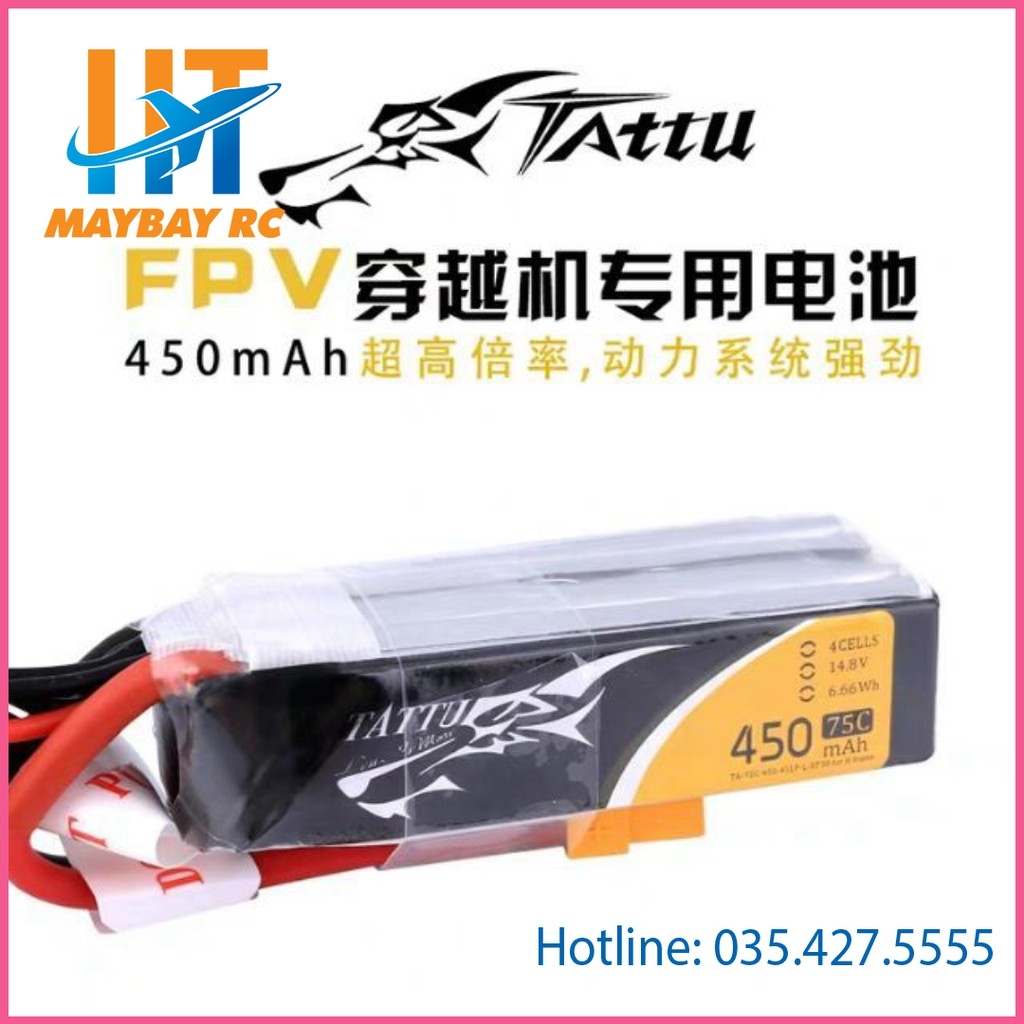 Pin Tattu 4s 450mAh 75C Hàng Chính Hãng XT30
