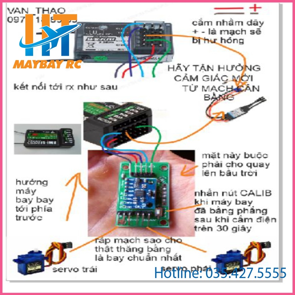 Mạch cân bằng máy bay mô hình 2 servo