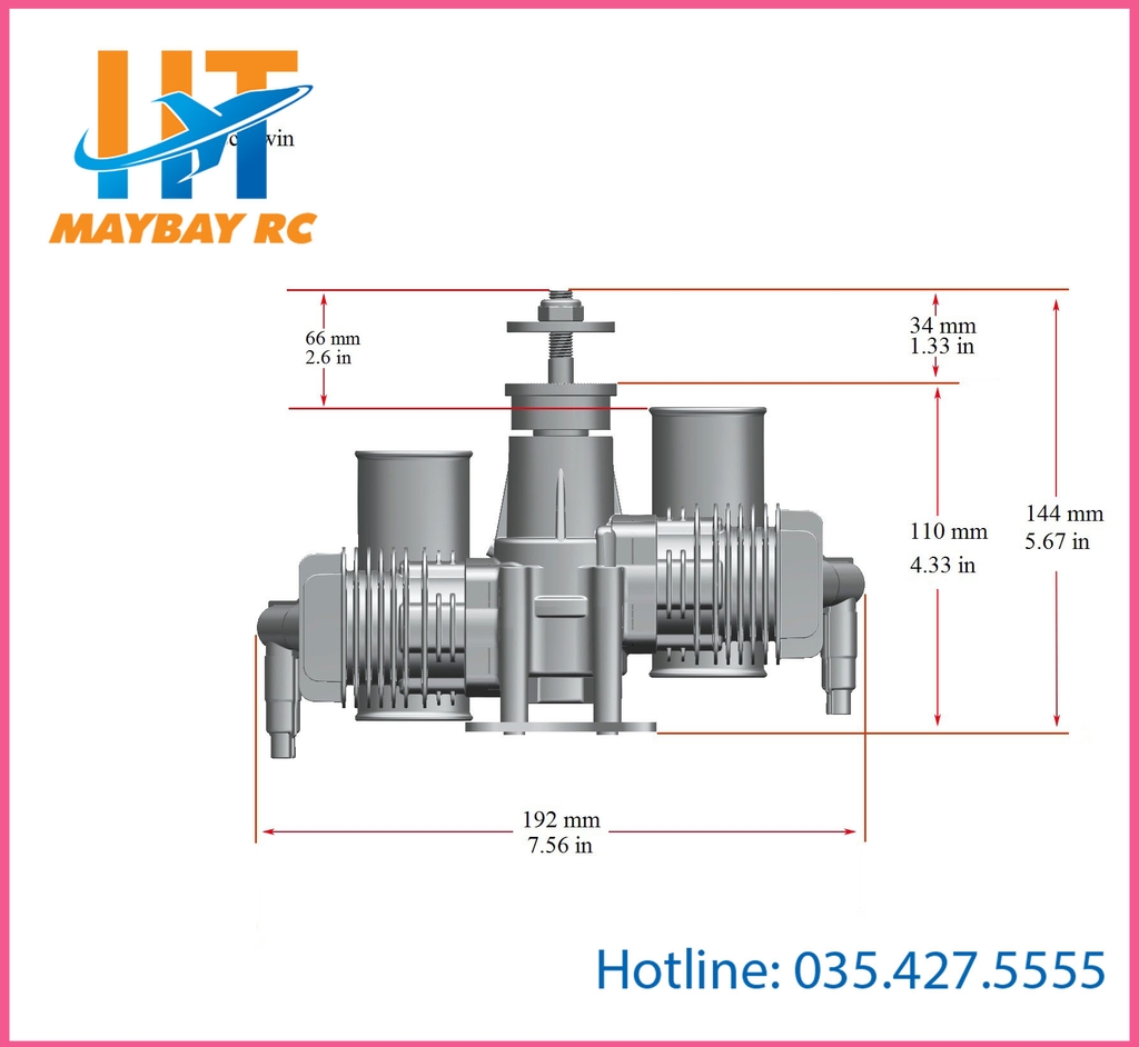 {HÀNG ORDER} Động Cơ RCGF Stinger 30CC Twin Chính Hãng 2 Xi-Lanh