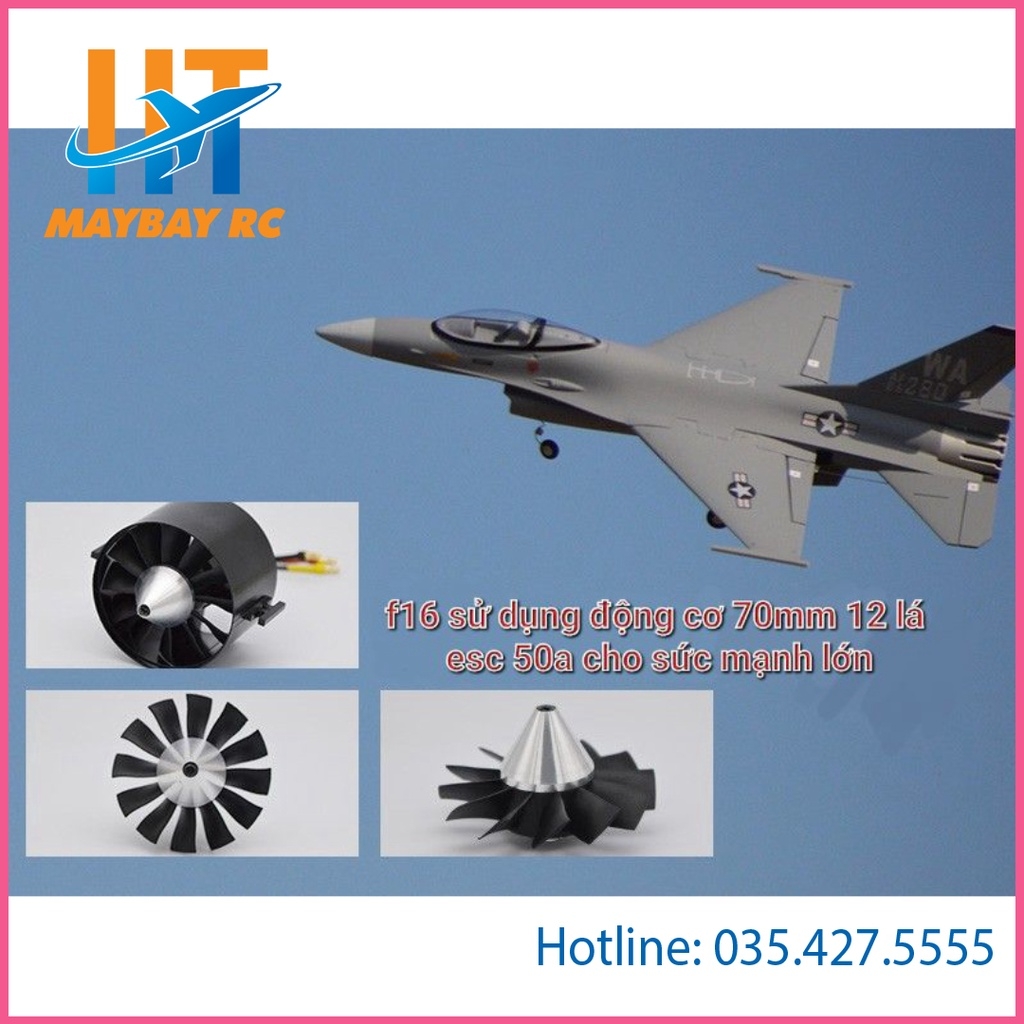Máy bay điều khiển phản lực F16 Fighting Falcon EDF 70mm 12 lá PNP.