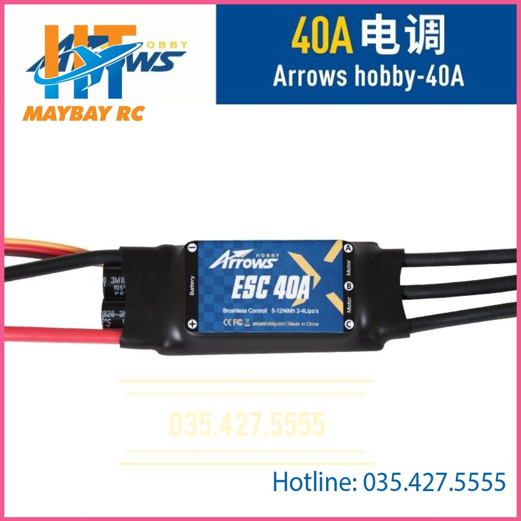 ESC Không Chổi Than Arrows hobby 40A 2s- 4s XT60.