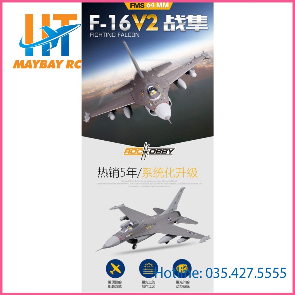 Máy bay điều khiển từ xa F16 V2 FMS EDF 64mm
