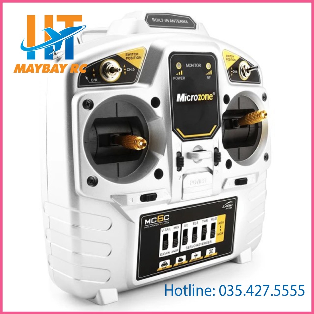 [Tặng kèm dây đeo TX] Bộ điều khiển 6 kênh microzone MC6C (TX RX nâng cấp)