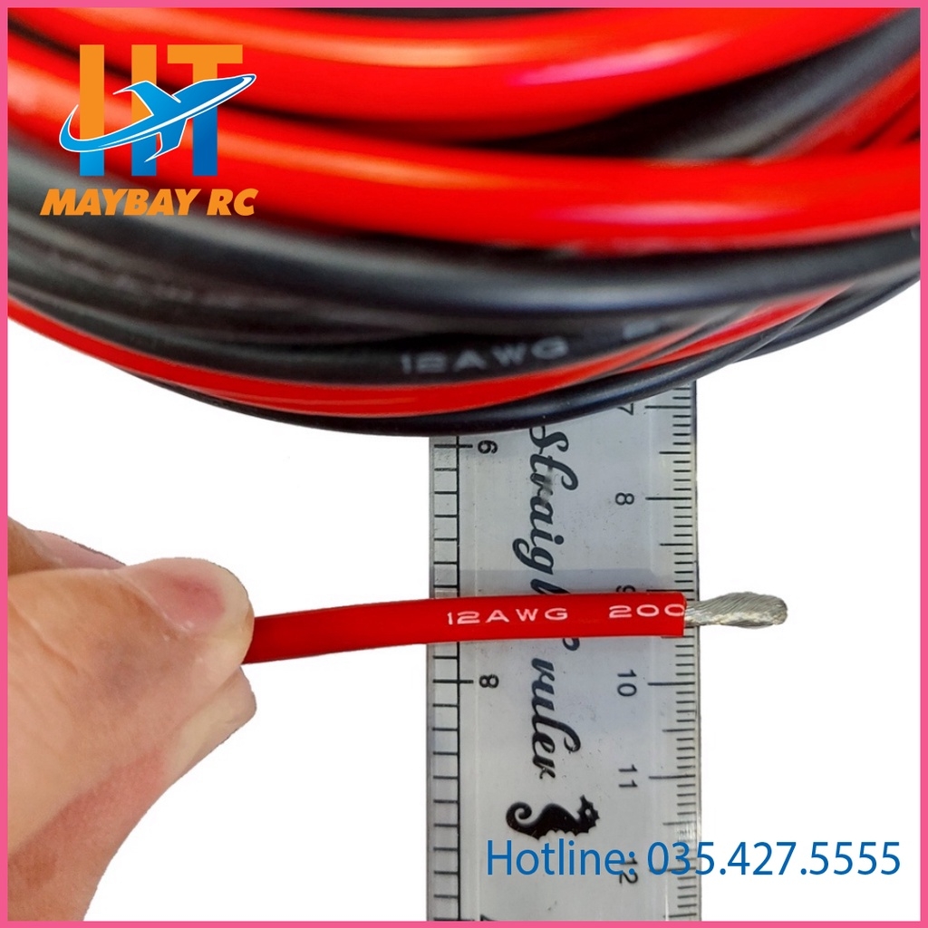 Dây Silicon 8 AWG chống cháy 8AWG chịu nhiệt - siêu dẻo siêu mềm chịu tải 190A