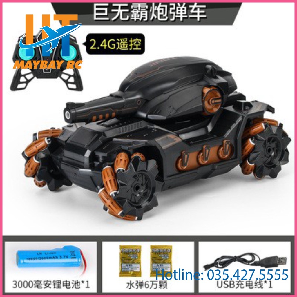 Xe Tăng Điều Khiển Từ Xa Bằng Cảm Biến Đeo Tay Và Remote 2.4Ghz Tank Fight, Xoay 360 Độ, Bắn Đạn Nước